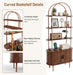 71" Mid Century Modern Arched Bookshelf with Cabinet, Walnut | 4-Tier Tall Bookcase with Sliding Tambour Doors, Freestanding Storage Organizer Book Shelf for Living Room, Home Office