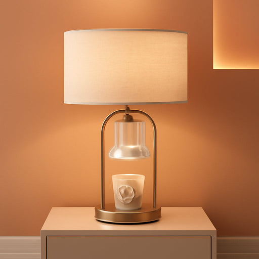 Table Lamp Candle Warmer Lamp with Timer & Dimmer,Antique Brass Gold Wax Melt Warmer,Modern Farmhouse Bedside Lamp for Bedroom Living Room Home Decor Mother’S Day Gifts for Women Bulbs Included