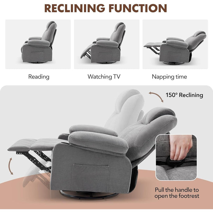 Swivel Recliner with Heat and Massage