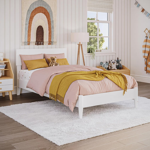 , Aria Twin Solid Wood Modern Low Profile Platform Bed, White