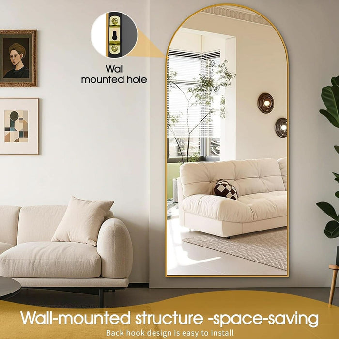 71"X30"Floor Mirror Full Length,Arched Full Length Mirror with Stand,Full Body Mirror,Hanging or Large Leaning for Bedroom Living Room Gold