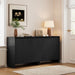 63" Sideboard Buffet Cabinet with 4Door & Adjustable Shelves, Black