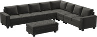 Grey Modular Sectional Sofa L-Shaped, Oversized, Storage