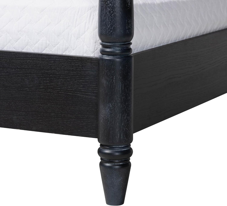Martino Four-Poster Platform Bed Black Queen