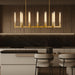 Glass Tube Chandelier Gold Rectangular Dining Pendant