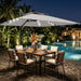 10×10FT Solar LED Cantilever Umbrella with Base Included, Double-Top Outdoor Patio Offset with 360 Degree Rotation, round Offset Hanging Umbrella for Garden Deck Pool, Light Grey