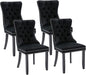 Tufted Dining Chairs Set of 4, Black Dining Chairs with Nailhead Back and Ring Pull Trim, Velvet Upholstered Dining Chairs for Kitchen/Bedroom/Dining Room