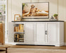 63'' Buffet Cabinet with Storage & 2 Adjustable Shelves, Modern Sideboard Cabinet with 4 Doors, Coffee Bar Cabinet, White