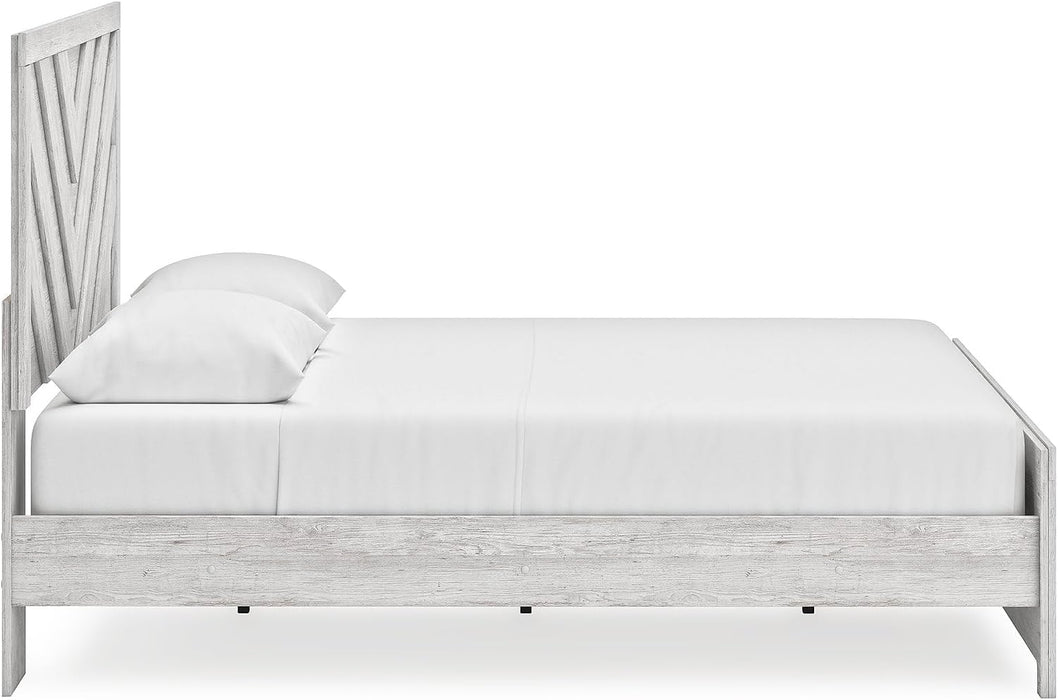 Signature Design by Ashley Cayboni Farmhouse Queen Panel Bed, Foundation or Box Spring Needed, Whitewash