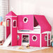 Pink CastleStyled Loft Bed With Slide PlayhouseTower
