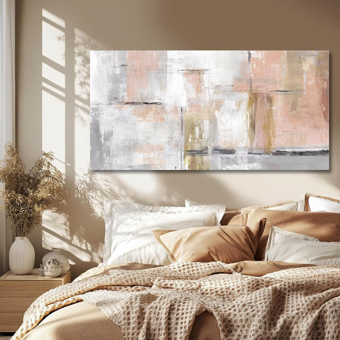 Canvas Art Gold Wall Decor for Girl Pink Pictures for Living Room Wall Decoration Abstract Wall Art White Modern Painting Pictures 20"X40"