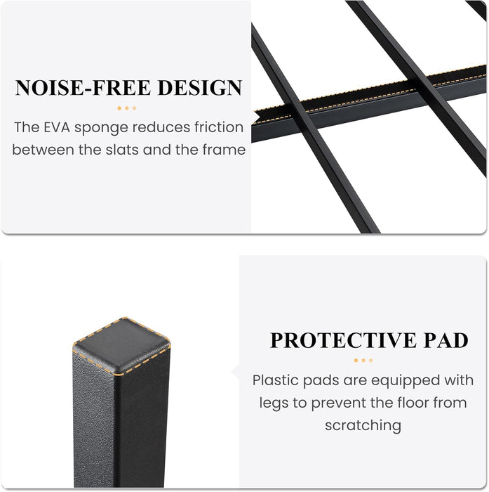 14 Inch King Size Metal Platform Bed Frame with Wooden Headboard and Footboard, Mattress Foundation, No Box Spring Needed, Large under Bed Storage, Mahogany