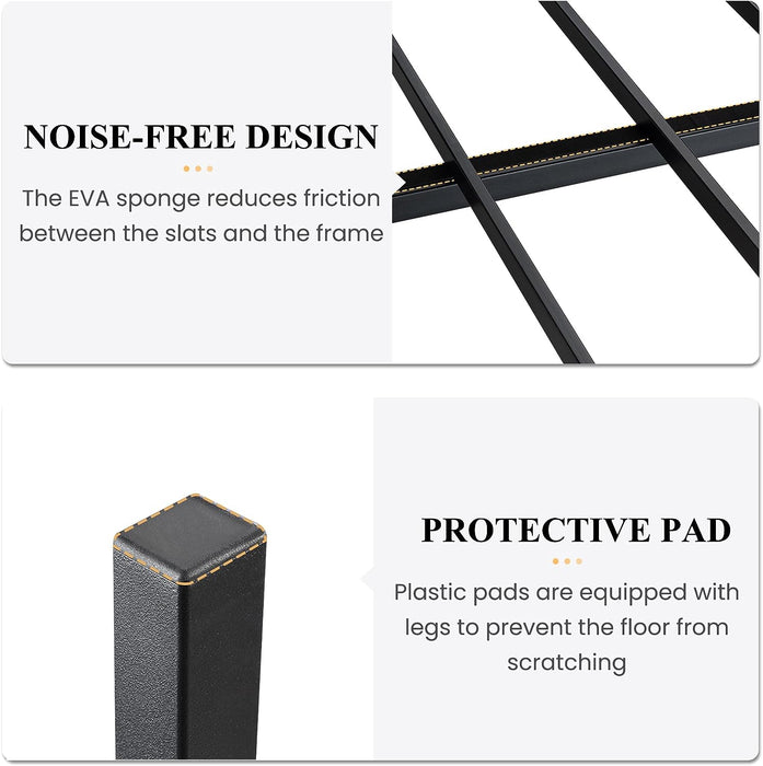 14 Inch Full Size Metal Platform Bed Frame with Wooden Headboard and Footboard, Mattress Foundation, No Box Spring Needed, Large under Bed Storage, Non-Slip without Noise, Black Oak