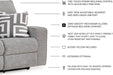 Biscoe Casual UV Resistant Power Reclining Sofa with Adjustable Headrest and USB Ports, Light Gray