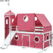 Pink Twin Loft Bed With Slide Integratedguardrails
