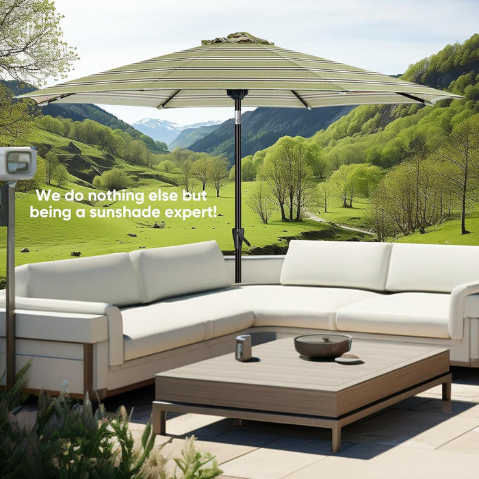Patio Market Outdoor Table Umbrella with Push Button Tilt and Crank, Large Sun Umbrella with Sturdy Pole & Fade Resistant Canopy, Easy to Set