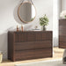 Fluted 6 Drawer Dresser for Bedroom, 50” Wide Dresser & Chest of Drawers with Curved Profile Design, Wood Mid Century Dressers for Bedroom, Living Room, Walnut