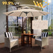 9Ft Patio Umbrella - 2 Tiers Outdoor Umbrella with Push Button Tilt and Crank for UV Protection, Table Market Umbrella for Garden, Deck, Backyard, Pool and Beach(Beige)