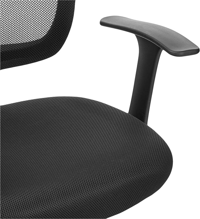 Mesh Mid-Back Adjustable-Height 360-Degree Swivel Office Desk Chair with Armrests, Lumbar Support and Easy to Assemble, Black