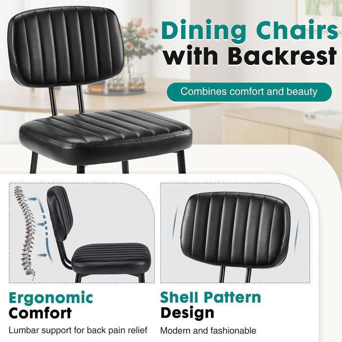 Dining Chairs Set of 6, Upholstered Kitchen Chairs, Black