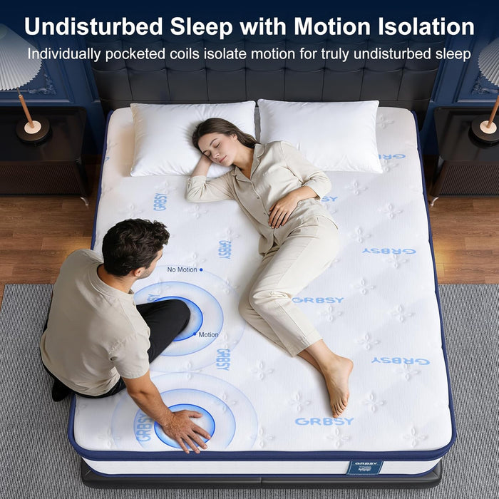 14 Inch Queen Mattress, Upgraded 7-Zone Support Hybrid Queen Size Mattress in a Box with Cooling Gel Memory Foam & Pocket Coils for Back Pain Relief, 365-Night Trial, Motion Isolation, Medium Firm