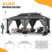 12'X20' Hardtop Gazebo, Outdoor Double Roof Canopy with Netting and Curtains, Galvanized Metal Frame, Sunshade for Patio, Backyard, Deck and Lawns-Gray