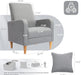 Fabric Accent Living Room Chairs Set of 2, Upholstered Arm Chair Reading Side Chair, Single Sofa with Back Pillow and Wood Legs, Light Grey