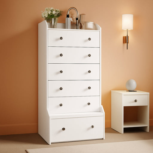 Tall 6 Drawer White Modern Dresser