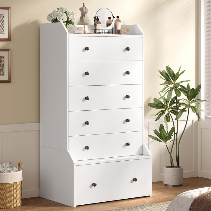 Tall 6 Drawer White Modern Dresser