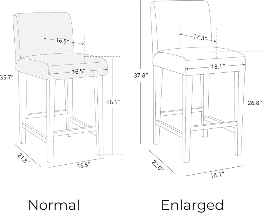 Counter Height Bar Stools Set of 3, 27" H Seat Height Upholstered Barstools, Fabric in Fog Grey