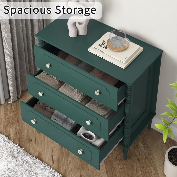 3 Drawer Dresser for Bedroom, 32" Wide Chest of Drawers, Green
