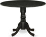 DLT-ABK-TP Dublin Dining Table - a round Wooden Table Top with Dropleaf & Pedestal Base, 42X42 Inch, Wirebrushed Black