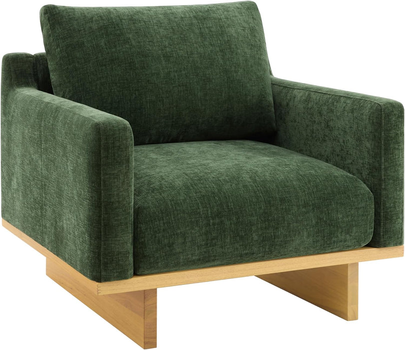Green Solid Wood Frame Contemporary Cushioned Chair