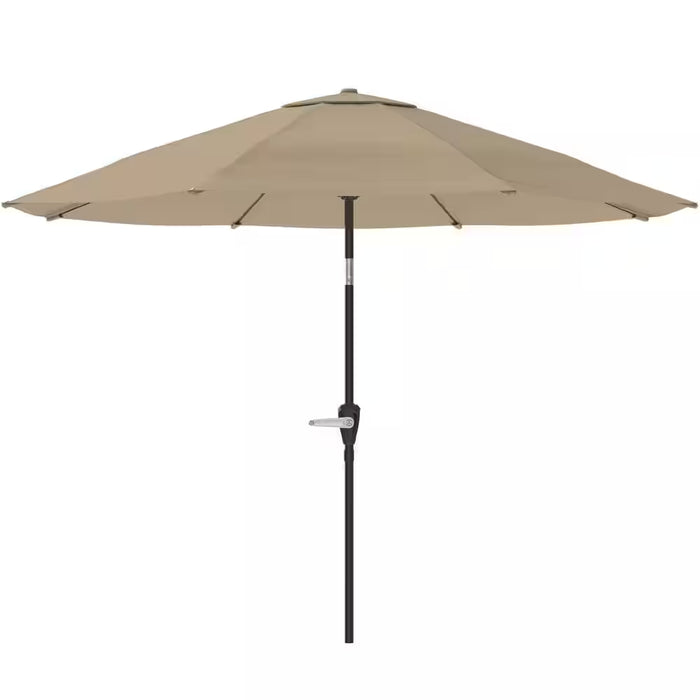 10 Ft. Aluminum Outdoor Market Patio Umbrella with Auto Tilt, Easy Crank Lift in Sand