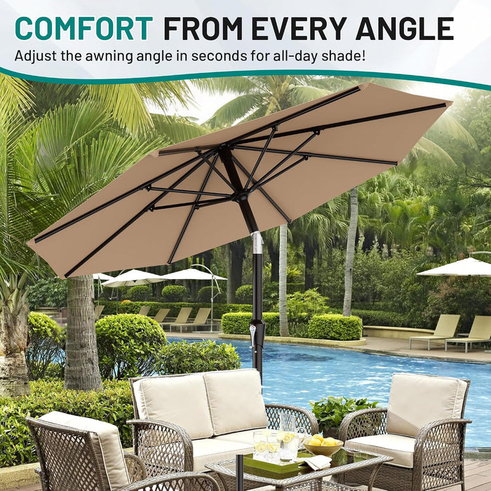 9FT Outdoor Patio Umbrella with Tilt and Crank, Beige