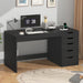 47 Inch Computer Desk with 5 Drawers and Power Outlets, Home Office Desks with Storage File Cabinet, Modern Simple Laptop Desk Writing Table for Small Spaces, Black