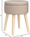Storage Ottoman Linen round Vanity Stool Tray Top Modern Foot Stool with Wood Legs Multifunctional Upholstered Foot Ottoman Rest for Living Room, Bathroom, Makeup (Khaki)