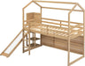 Twin EngineeredWood Loft Bed With Slide StorageShelves
