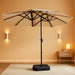13 Ft Triple-Size Patio Umbrella W/Base Included - Market Extra-Large Double Sided Umbrella - Twin-Size Patio Parasol W/Easy Crank & 12 Strong Ribs & Ventilation Openings, Tan