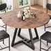 round Dining Table Kitchen Dining Room Circle Dinner Pedestal Table for 4, Space Saving Wood Kitchen & Dining Room Furniture (Rustic Brwon)