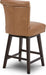 26 Inch Counter Height Swivel Bar Stools Set of 2, FSC Certified Modern Upholstered Faux Leather Swivel Barstool Chair with Back, Saddle Brown