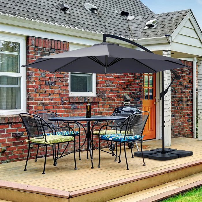 10Ft Heavy Duty Patio Hanging Offset Cantilever Patio Umbrella W/ Base Included, Gray