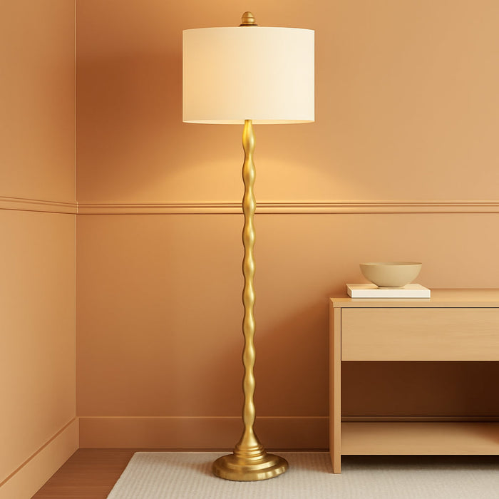 SAFAVIEH Lighting Collection Aurelia Farmhouse Antique Gold 64-Inch Living Room Bedroom Home Office Standing Floor Lamp,Metal (LED Bulb Included)
