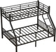 Twin XL over Queen Bunk Bed for Adults, Heavy Duty Metal Bunk Beds with Safety Guardrails & EVA Padded Ladder, Twin XL over Queen Bunk Beds Frame with Noise-Free Slats, Space-Saving(Black)