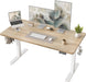 Electric Height Adjustable Standing Desk 47.2×23.6 Inch, Sit Stand Desk with Splice Board, Memory Controller, White Frame & Maple Top Computer Workstation for Home Office