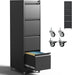 4 Drawer Mobile File Cabinet with Lock,Black Metal Filing Cabinets