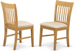 NFC-OAK-C Norfolk Kitchen Dining Chairs - Linen Fabric Upholstered Wood Chairs, Set of 2, Oak