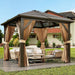 10X12 Ft Outdoor Gazebo Canopy with Heavy-Duty Aluminum Frame & Waterproof PVC Roof - Sun Shelter Tent for Backyard, Patio, Garden, Park Events