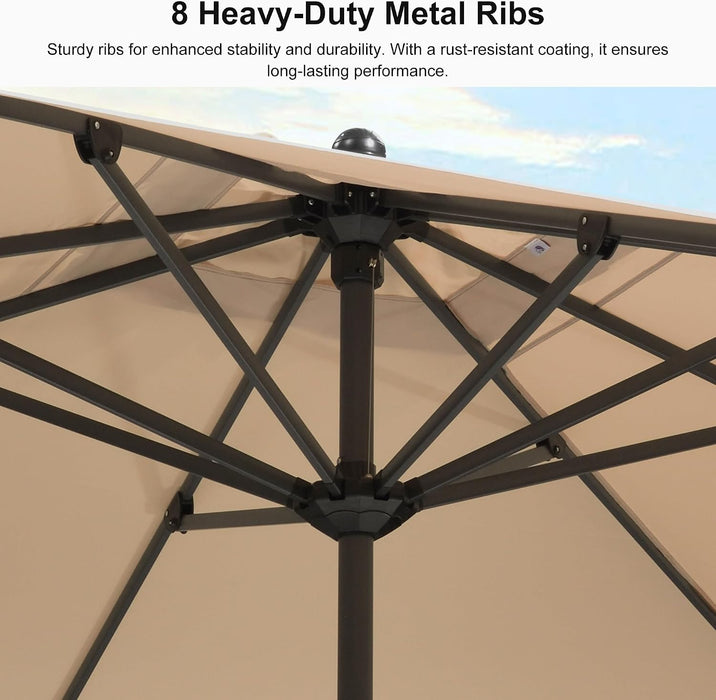 Outdoor Market Umbrella 10' X 10' Square Beige 8 Metal Ribs