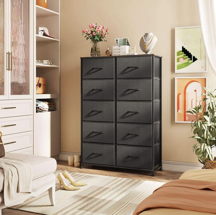 Tall Black Dresser With 10 Drawers And Fabric Bins Storage Organizer — ShipItFurniture Tall Black Dresser With 10 Drawers And Fabric Bins Storage Organizer — ShipItFurniture